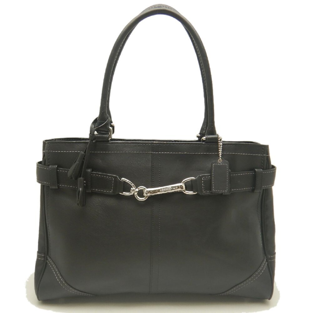 COACH Hamptons Carryall F08A71 Tote Bag, Leather, Black, Women's 254062